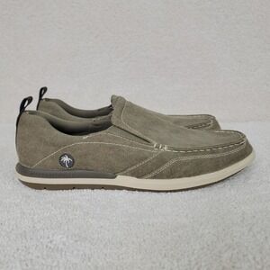 Margaritaville Men's Marina Slip On Loafer Shoes Tan Khaki Canvas Size 12 NWOT